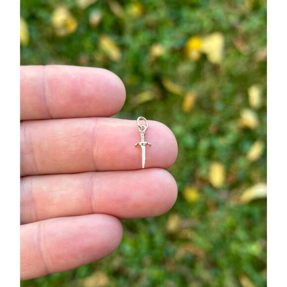 Bronze Mini Dagger Charm with Optional 14K Gold Filled Chain - Picture 4 of 5